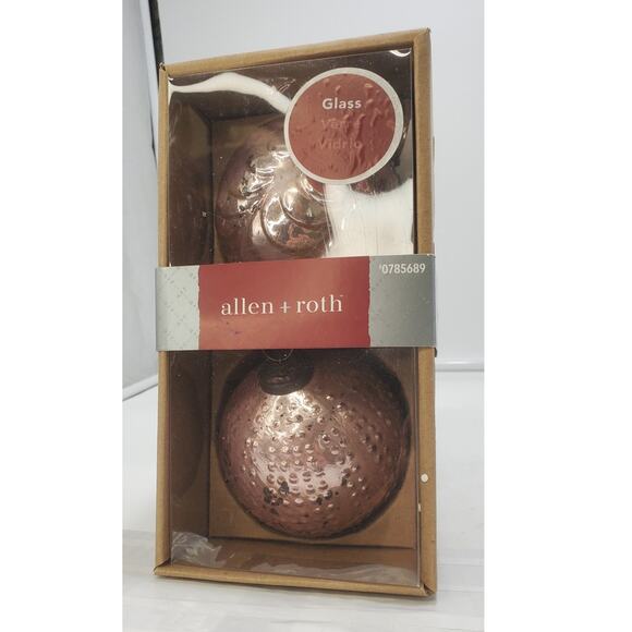 Allen + Roth Ornaments, 2pk Rose Gold & Silver  PRE-OWNED, IOB - Picture 1 of 4